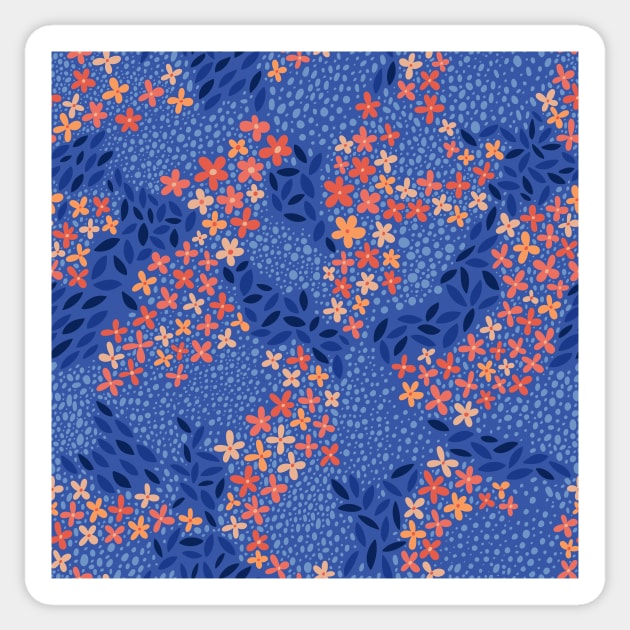 Tiny flowers in idigo and coral colors Sticker by yuliia_bahniuk